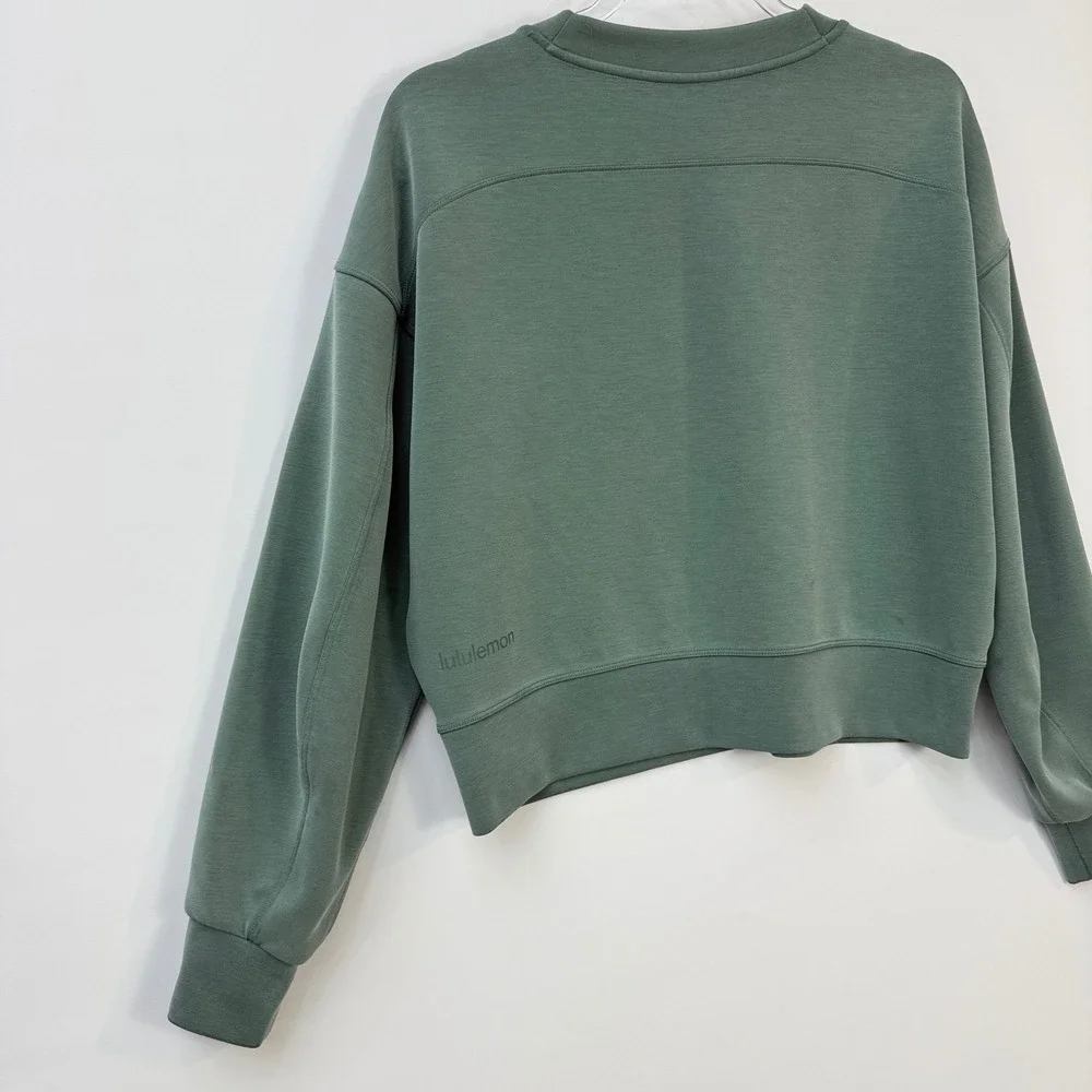 Lululemon Perfectly Oversized Cropped Crew Softtreme Women Size 6 Green - Picture 6 of 9